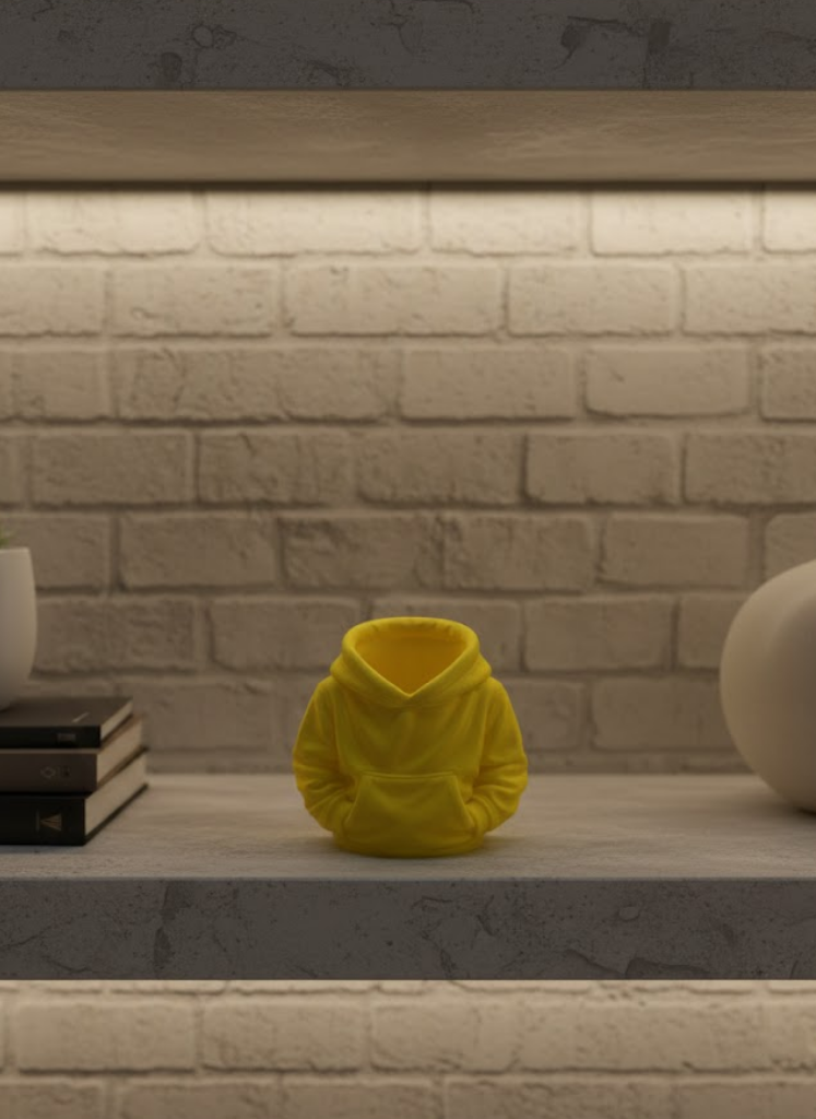 Dekoratif Sarı Hoodie Kalemlik 10x10 cm