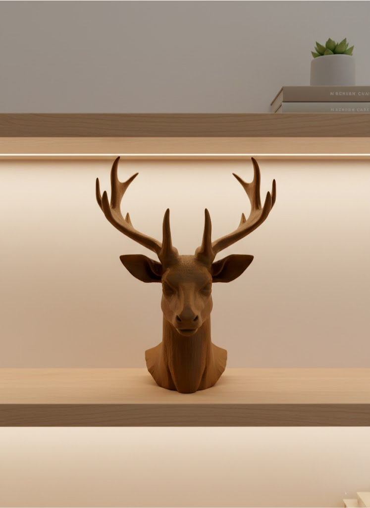 Dekoratif Kahverengi Geyik Biblo Salon ve Raf Dekoru