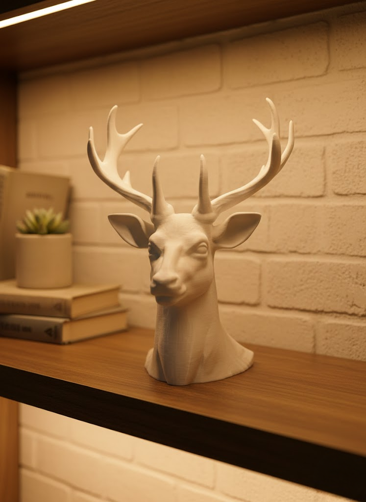 Beyaz Geyik Biblo 23 cm Dekoratif Modern Tasarım