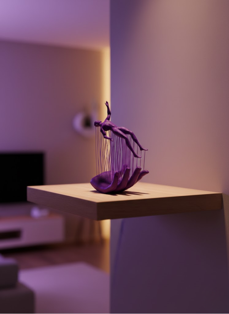 El İnsan Figürü Mor Modern Sanatsal Biblo Soyut Tasarım Salon ve Ofis Dekoru