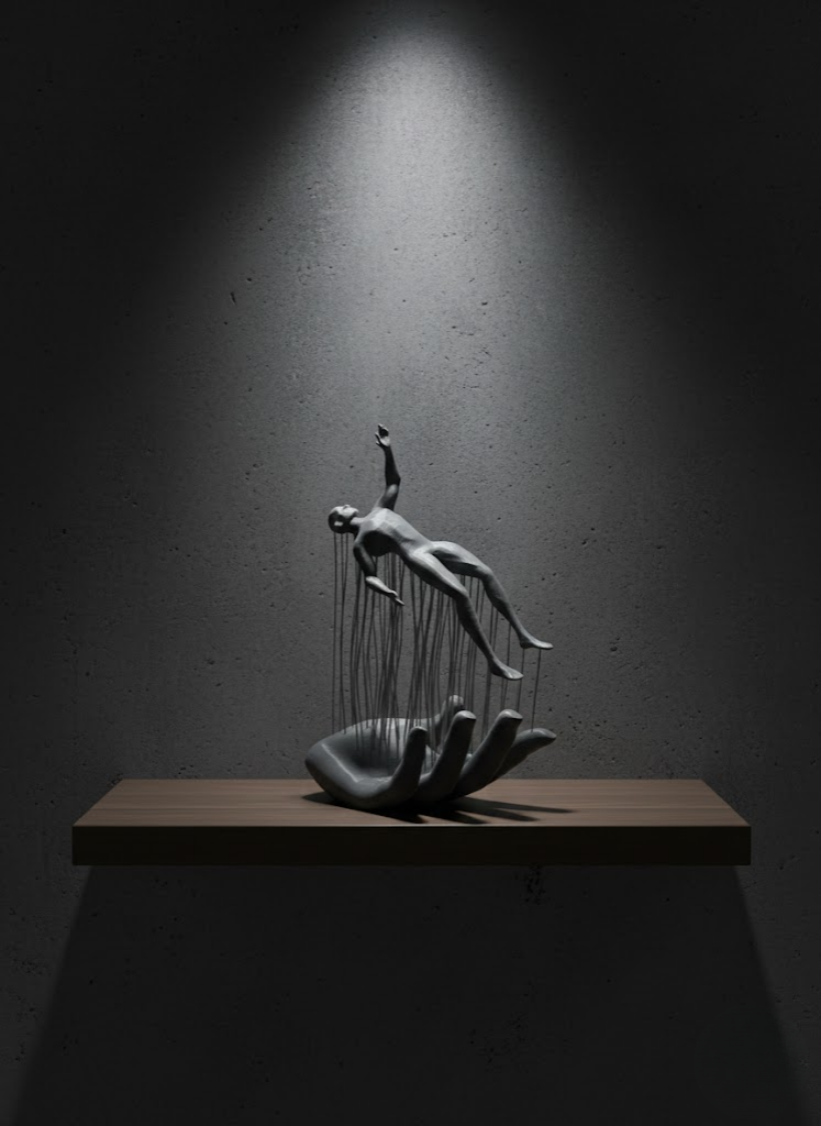 Gri El İnsan Figürü Minimal ve Anlamlı Dekoratif Biblo Modern Ev Dekorasyonu