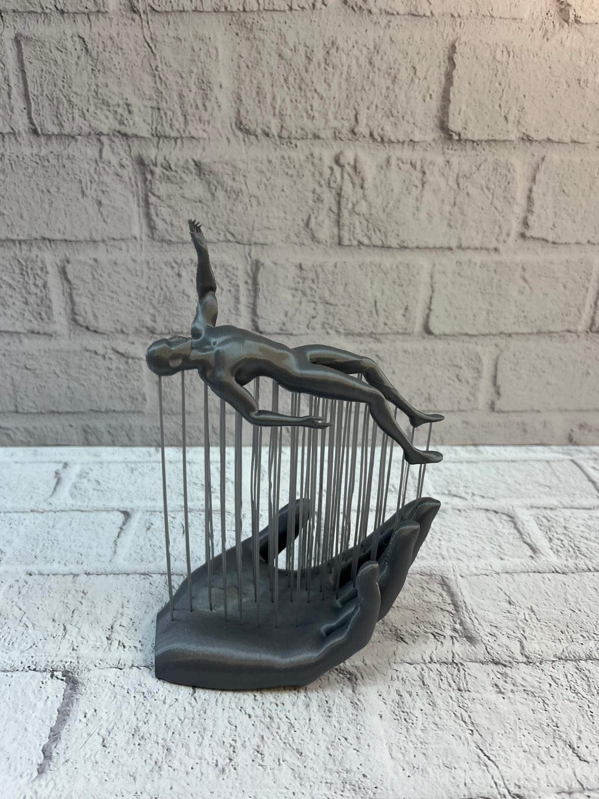 El İnsan Figürü Gri Modern Sanatsal Tasarım Salon ve Raf Dekorasyonu İçin Özel Biblo