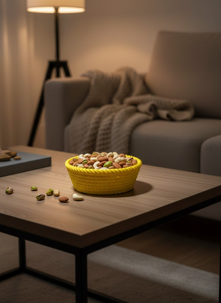 Yuvarlak Çerezlik Sarı Canlı Renkli Dekoratif Sunum Kasesi