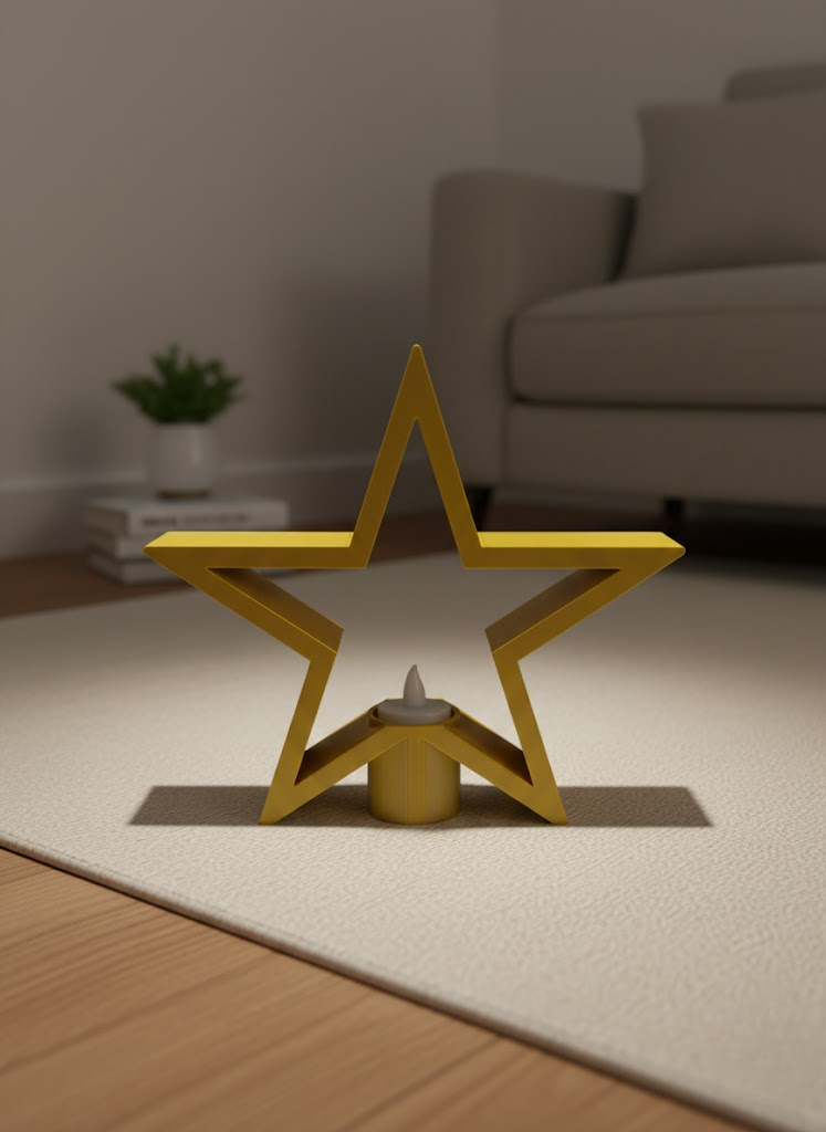Sarı Yıldız Mumluk Modern Salon ve Raf Dekoru