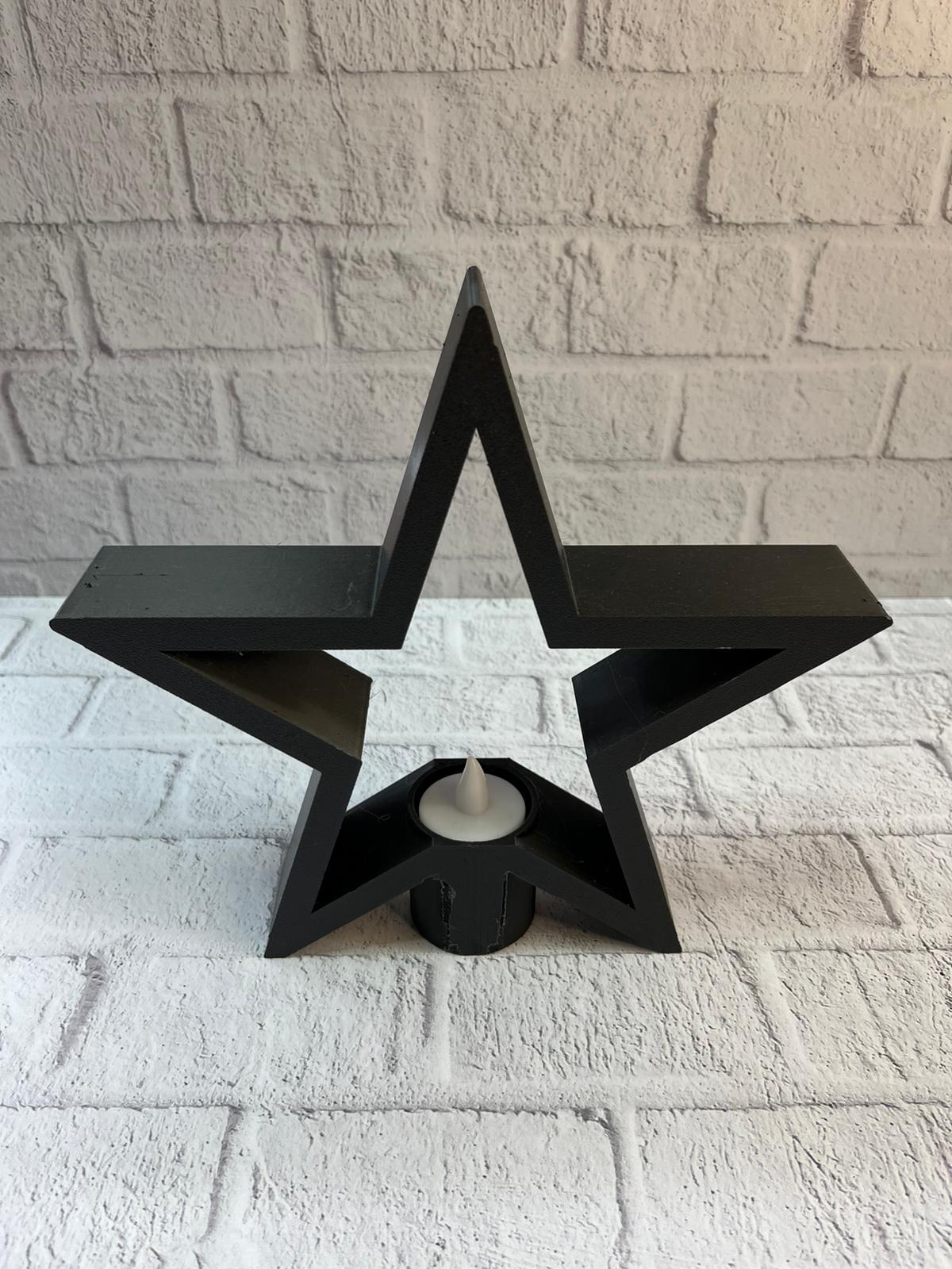 Yıldız Mumluk Siyah Modern Salon ve Raf Dekoru