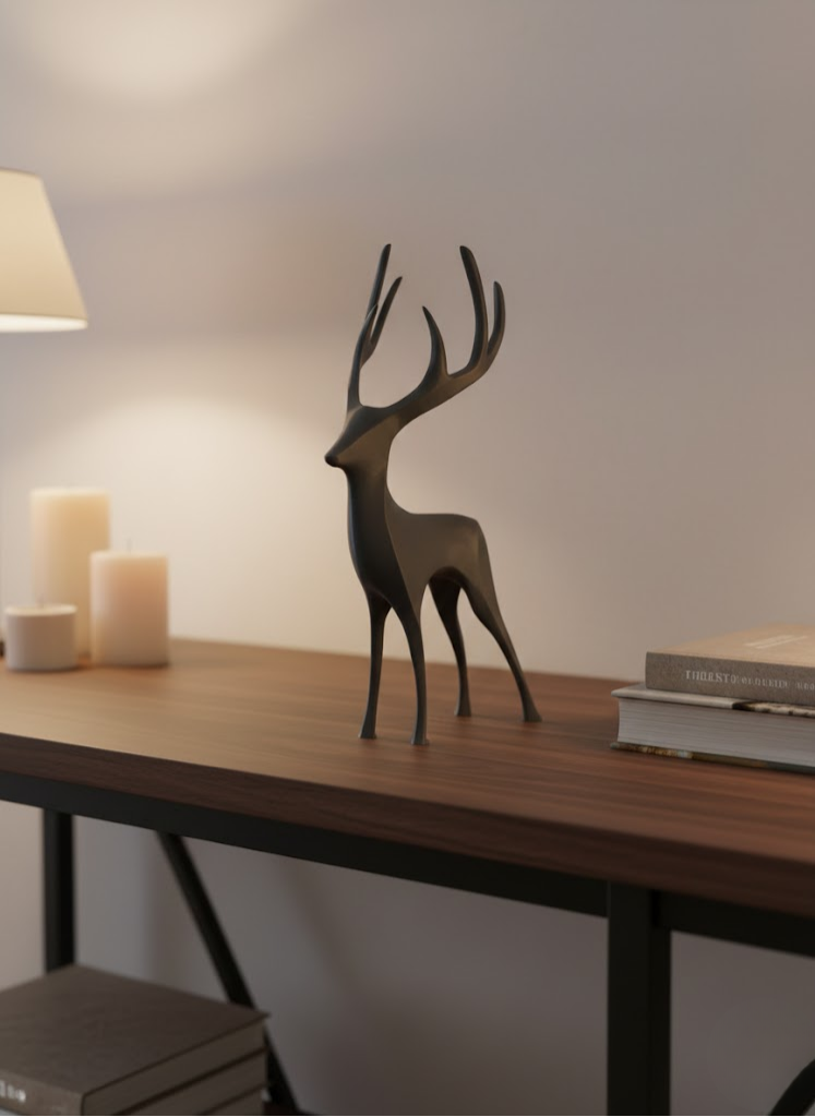 Gri Geyik Biblo Minimal Tasarım Şık Ev Aksesuarı