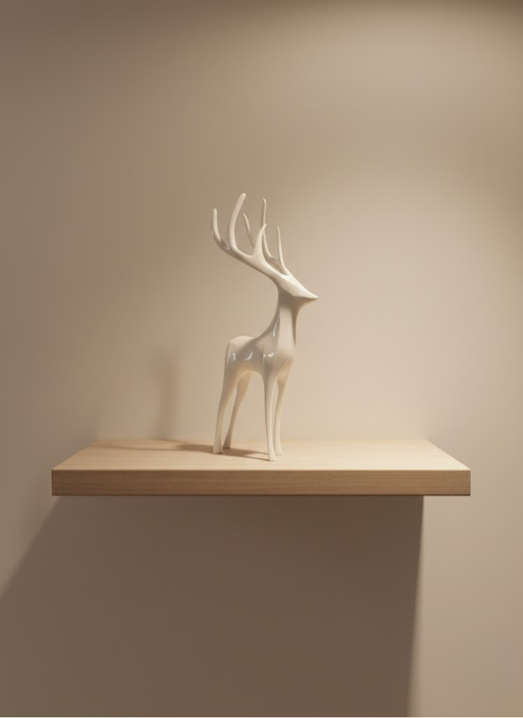 Geyik Figürü Beyaz Modern Salon ve Raf Dekoru