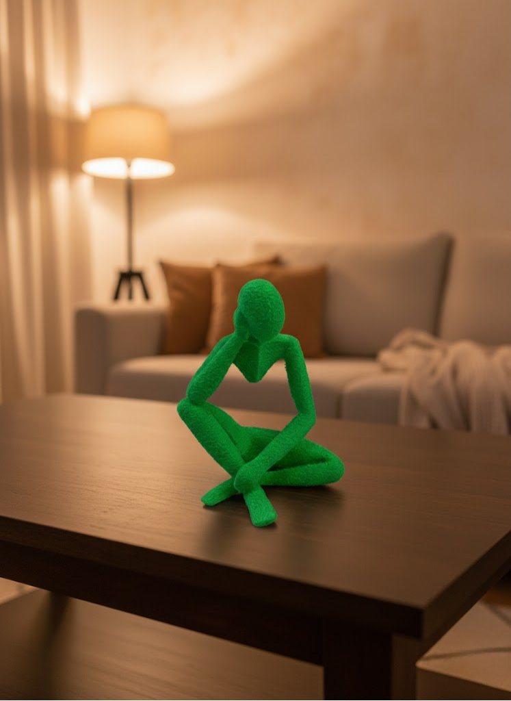 Dekoratif Yeşil İnsan Figürü Modern Masa ve Raf Süsü