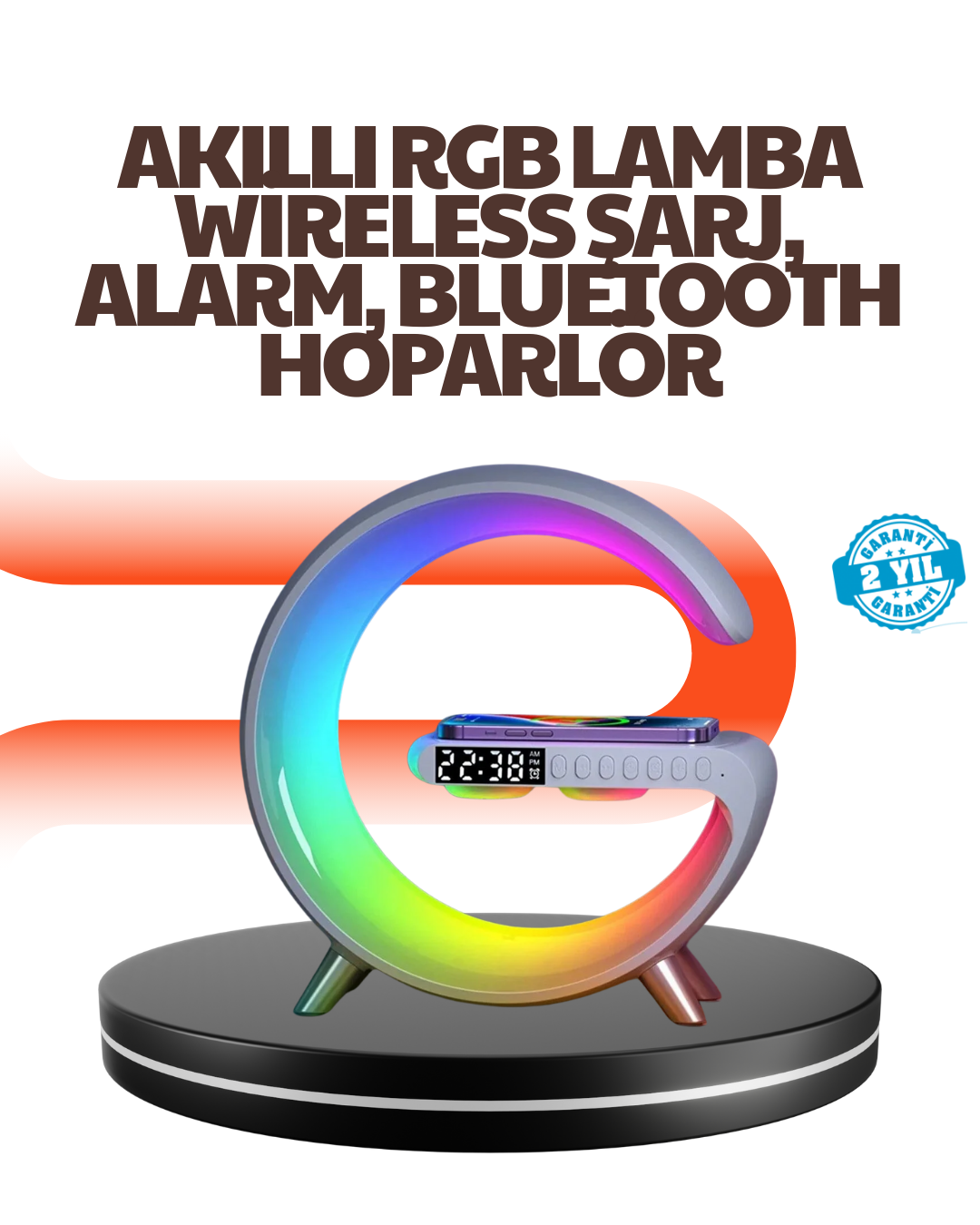 15W Hızlı Kablosuz Şarj Destekli Çok Fonksiyonlu Akıllı Masa Lambası