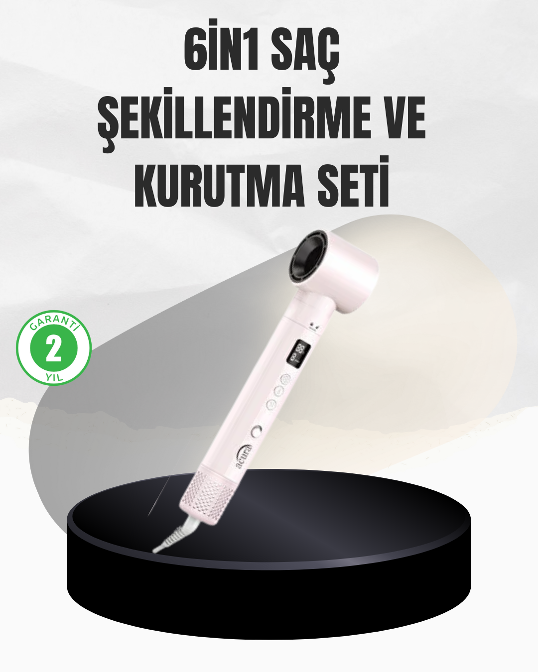 6 Başlıklı Hızlı Kurutma ve Bukle Şekillendirme Seti