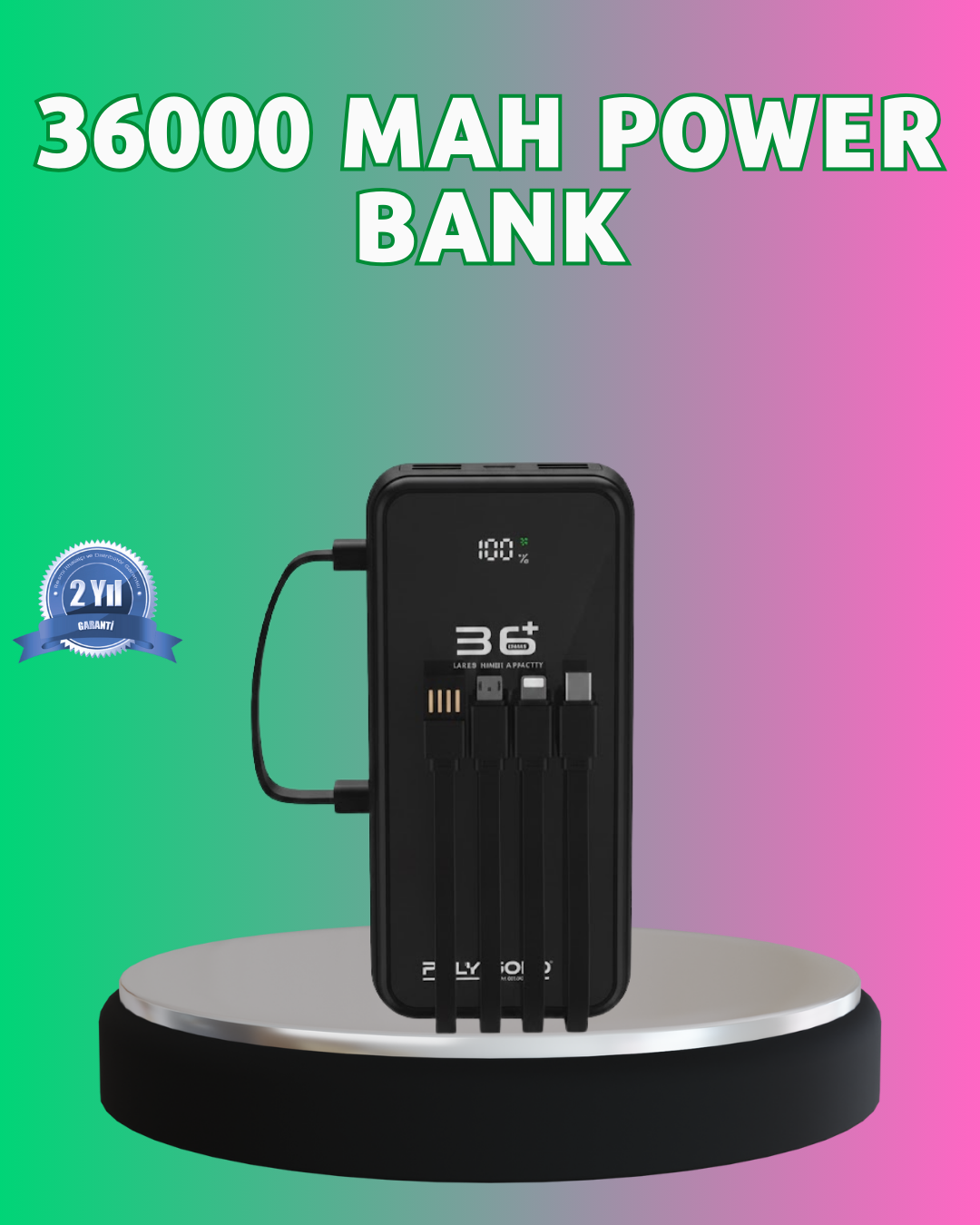 Yüksek Kapasite Taşınabilir Şarj Aleti Çoklu Kablo Çıkışlı