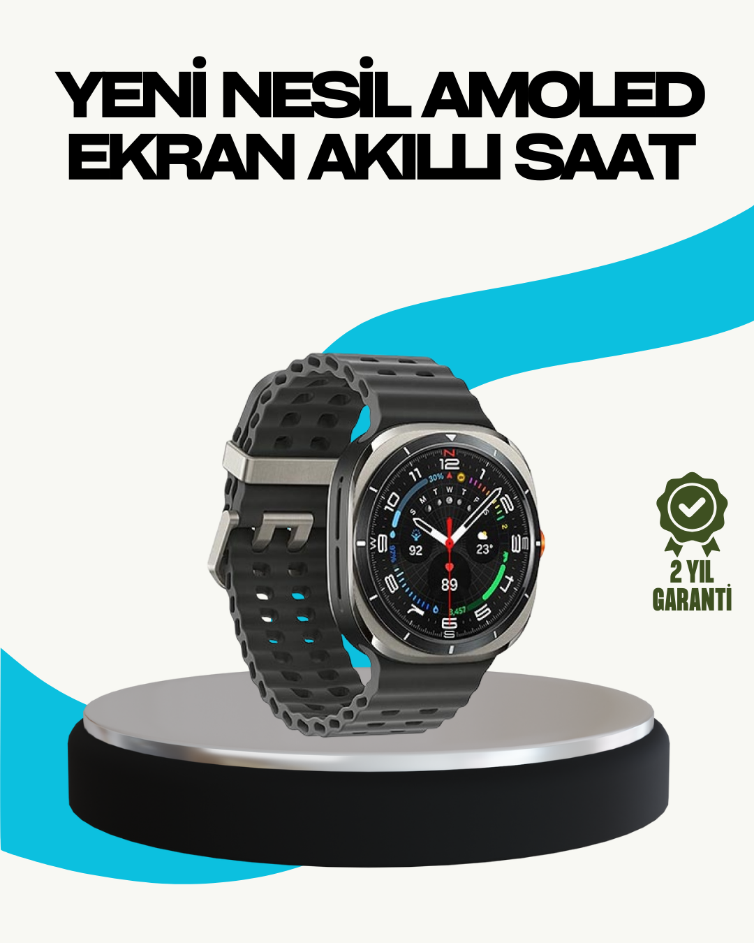 Kablosuz Şarjlı Akıllı Saat Tüm Telefonlarla Uyumlu Çok Fonksiyonlu