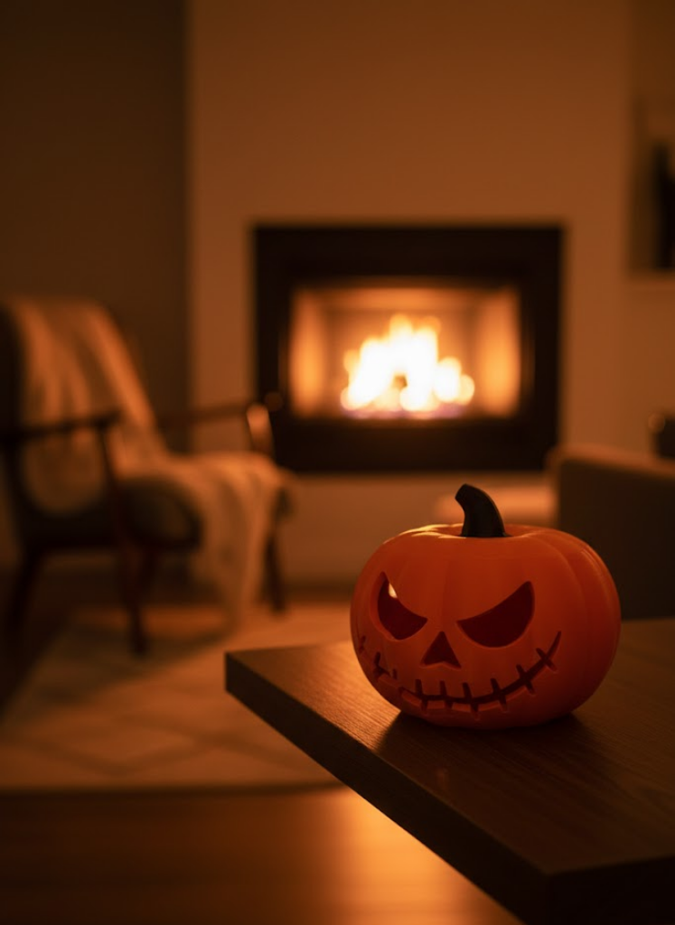 23×15 cm Korku Temalı Balkabağı Biblo Dekoratif Ev Ofis Süs Eşyası