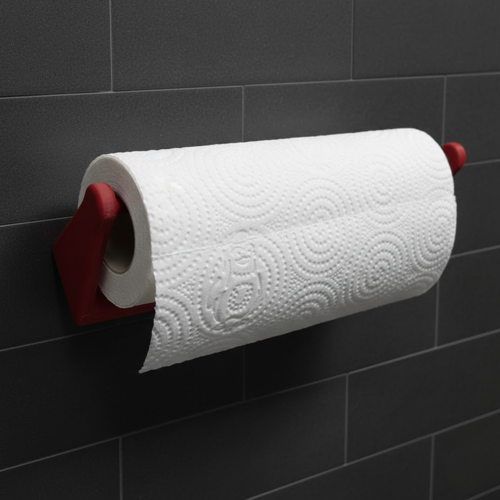 Dekoratif Kırmızı Kağıt Havlu Tutucu Duvar Askılı Model