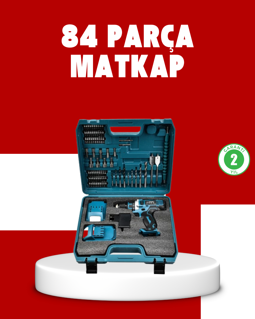 Şarjlı Matkap Seti Çift Akülü Zengin Uçlu ve Çantalı