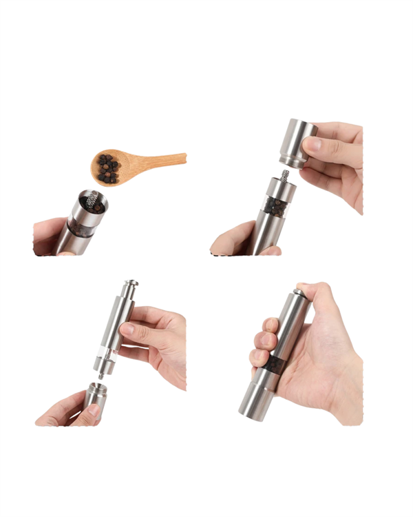 Tuz ve Kararbiber Öğütücü - Şeffaf Akrilik Hazne