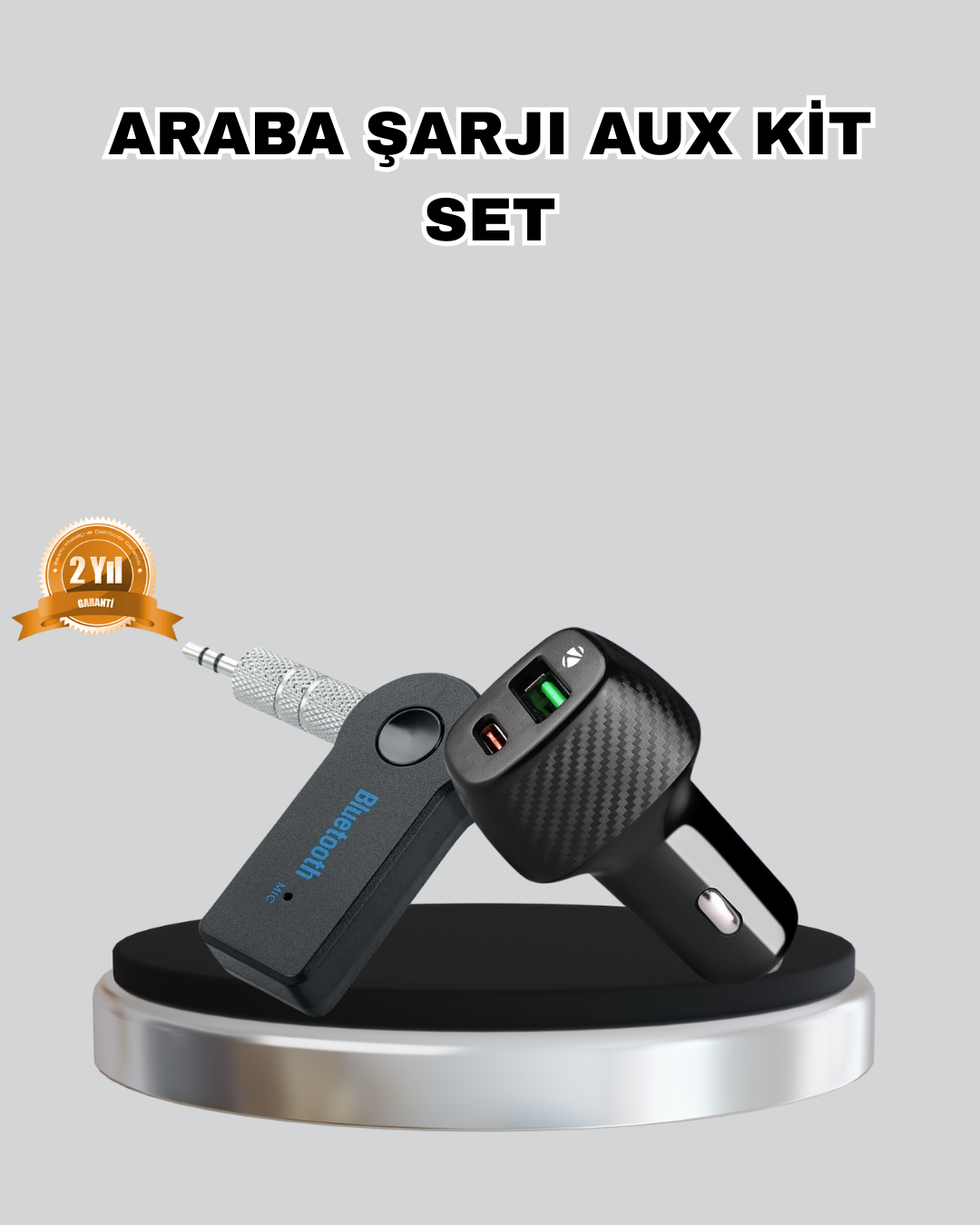 AUX Bluetooth Adaptör ve 38W Hızlı Araç 