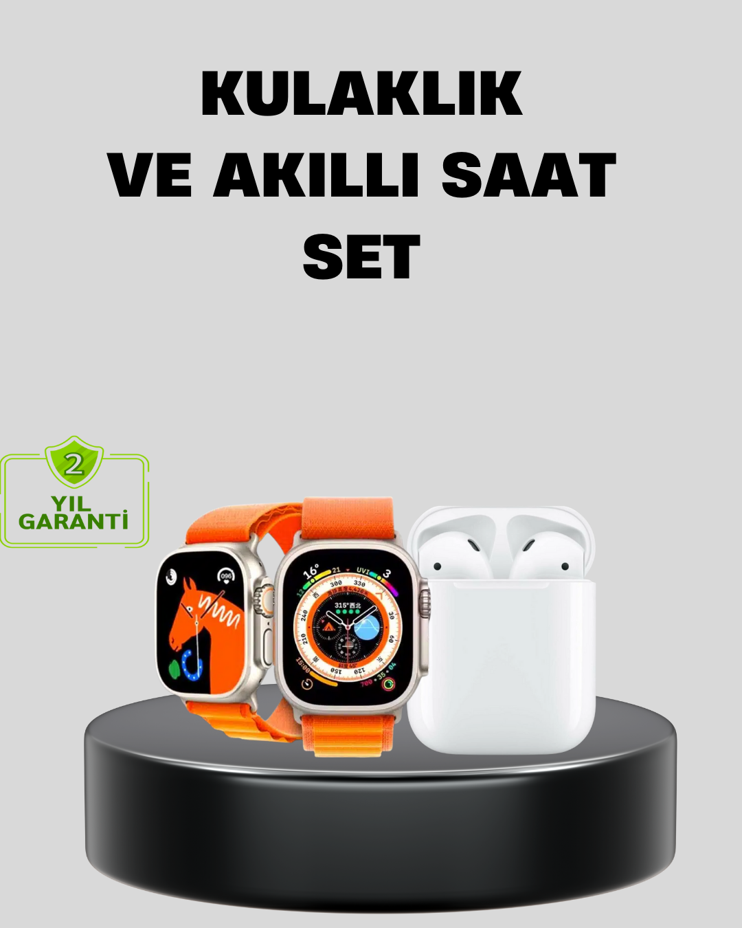 S8 Ultra Akıllı Saat ve Bluetooth Kablosuz Kulaklık 2’li Set