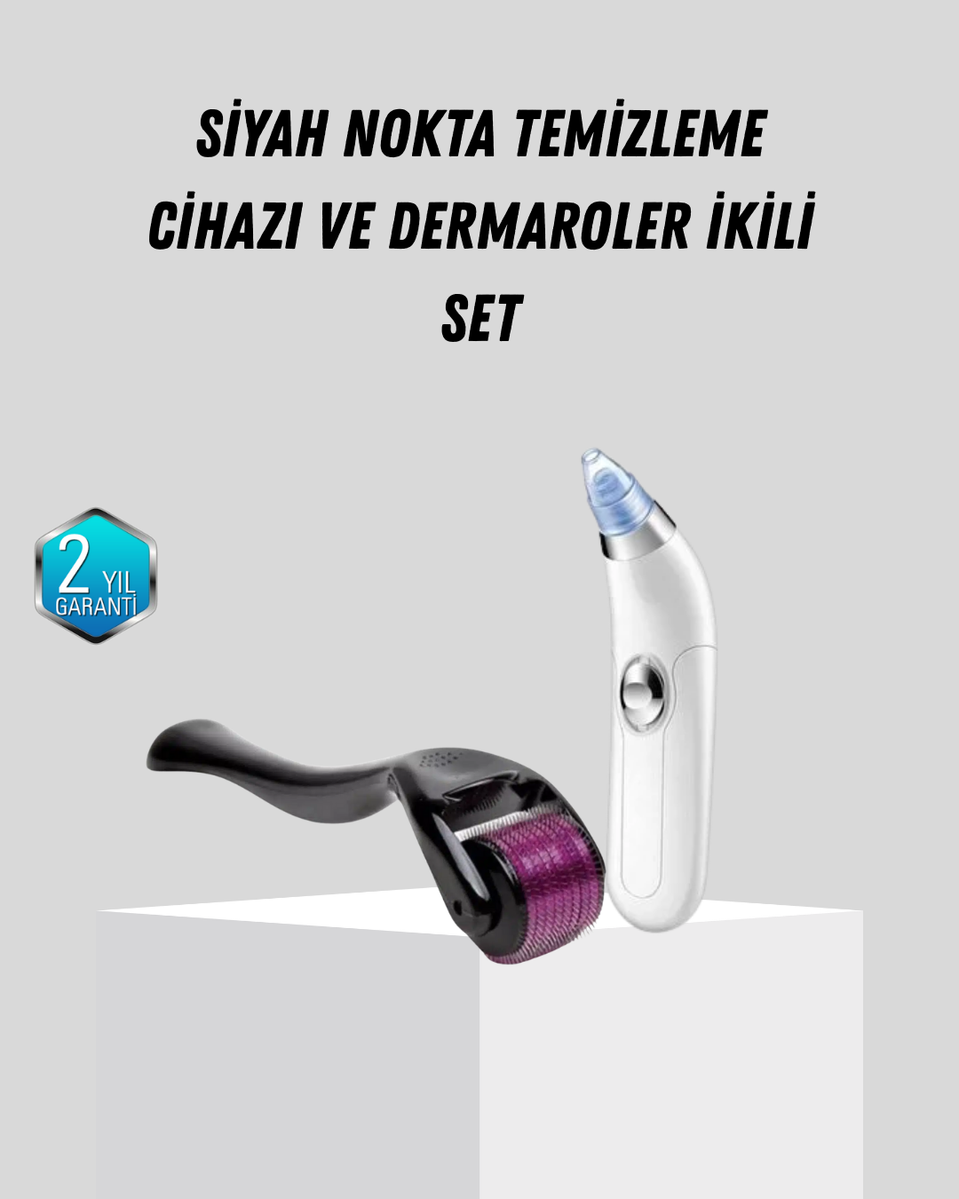 Dermaroller ve Vakumlu Siyah Nokta Temizleme Cihazı 2’li Cilt Bakım Seti