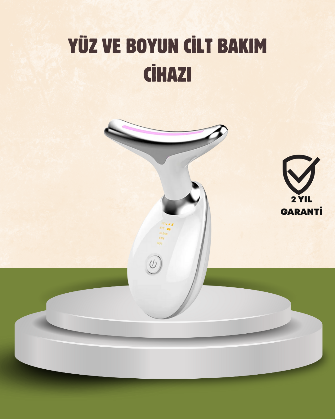 Cilt Yenileyici Şarjlı Güzellik Aleti – Pozitif/Negatif İyon, Titreşimli Masaj ve Kırmızı-Mavi-Yeşil Işıkla