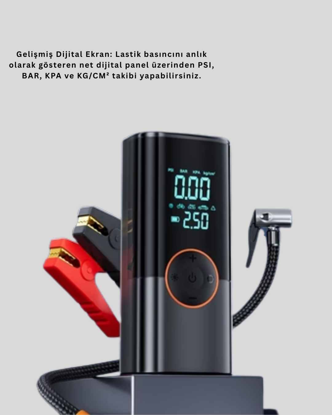 150 PSI Dijital Hava Pompası Akü Takviye ve Powerbank Özellikli