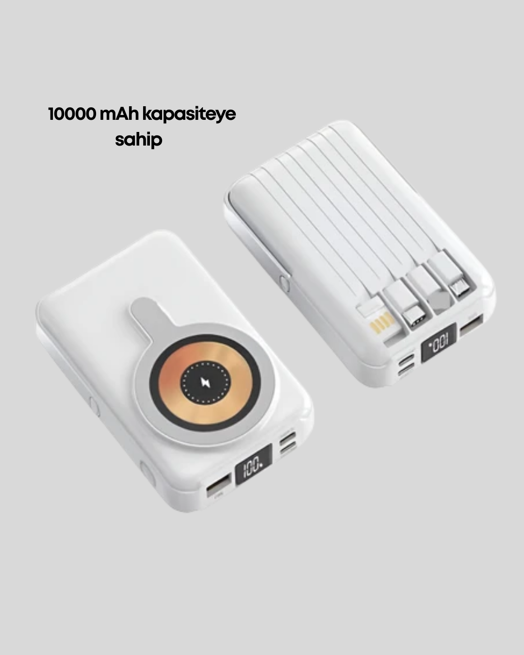 Çoklu Kablo Çıkışlı Taşınabilir Powerbank Kompakt Tasarım