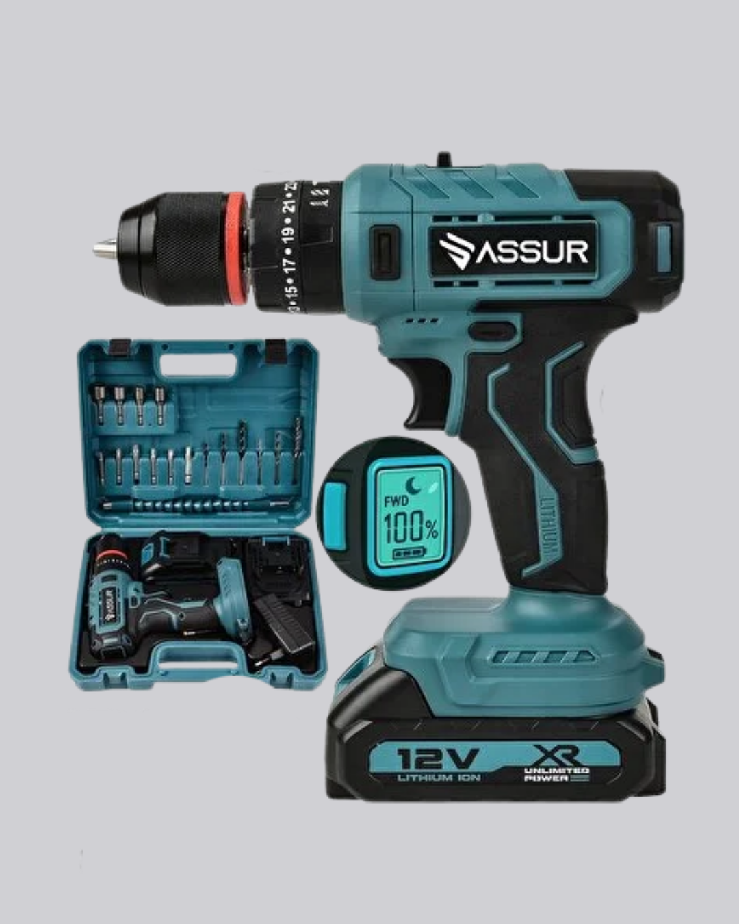 18 Parça Dijital Matkap Seti Çift Bataryalı