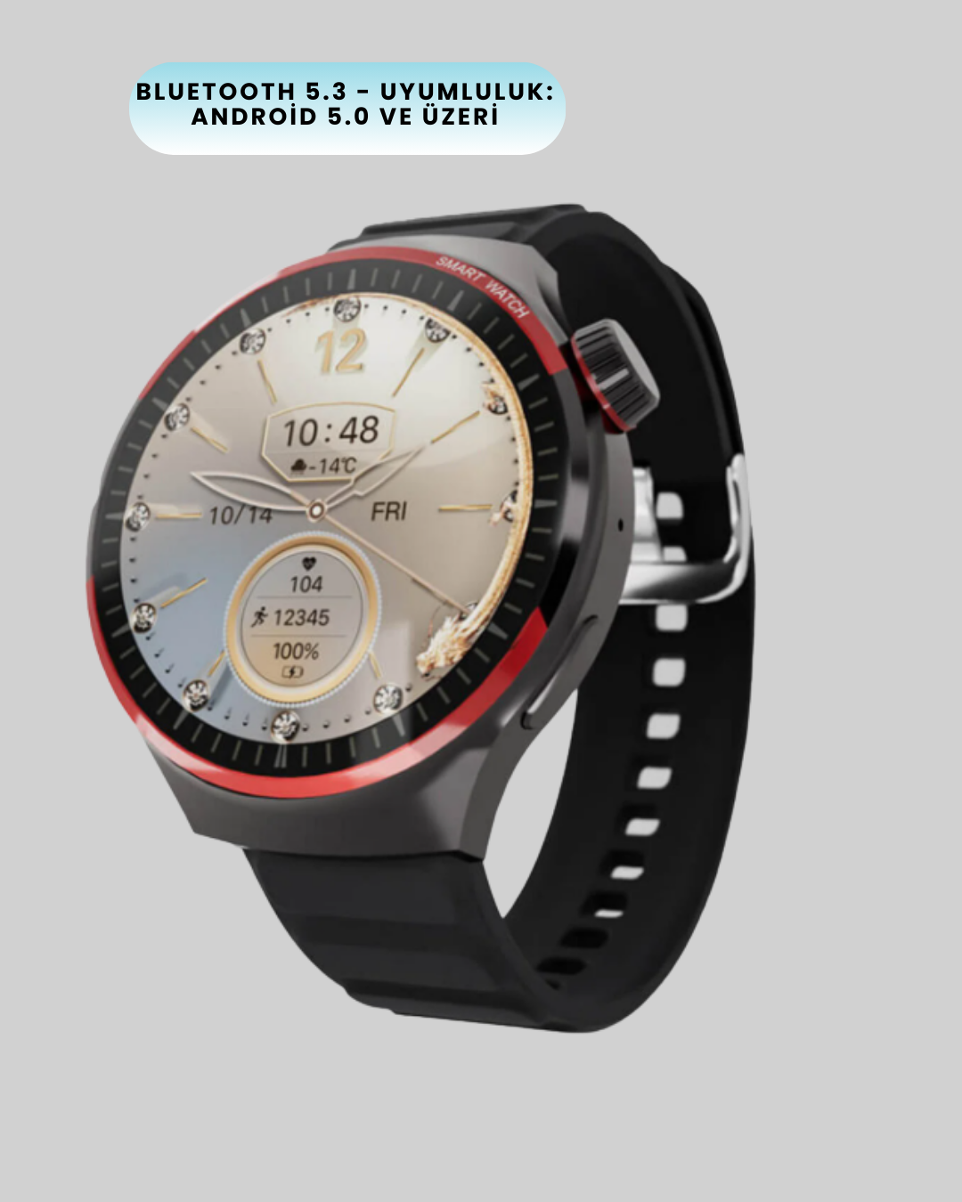 Spor ve Sağlık Takipli Akıllı Saat Kablosuz Şarj