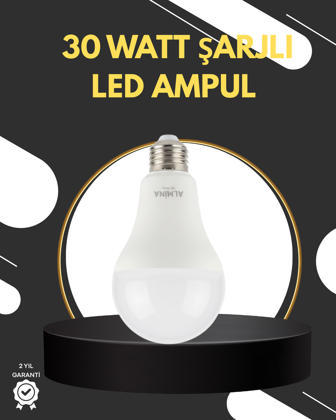 Acil Durumlar İçin Şarjlı LED Ampul 6400K Soğuk Beyaz 3...