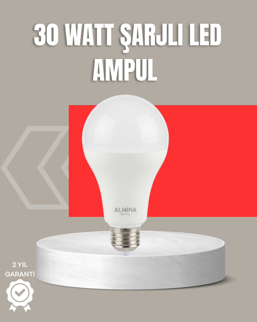 30W Şarjlı LED Ampul E27 Duy %80 Enerji Tasarruflu Soğu...