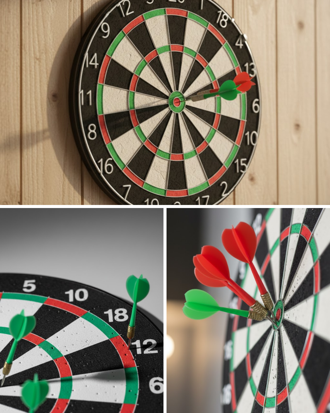 Kaliteli Ahşap Dart Tahtası 12 İnç 4 Adet Metal İğne Uç...