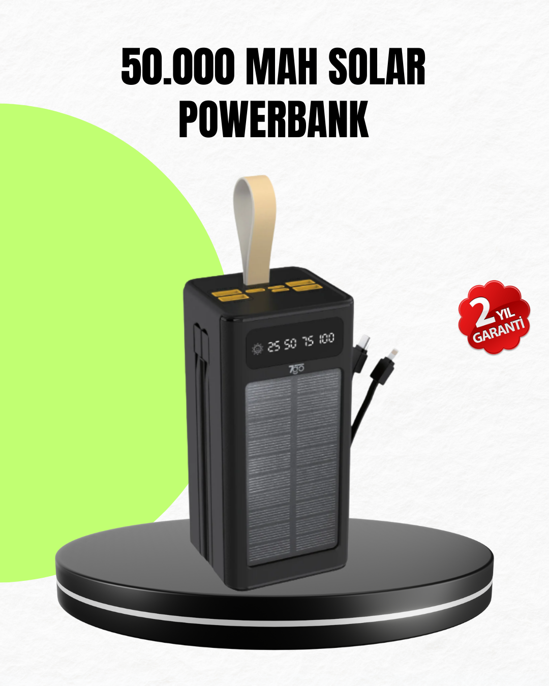 Güneş Enerjili Powerbank Dijital Göstergeli Taşınabilir...