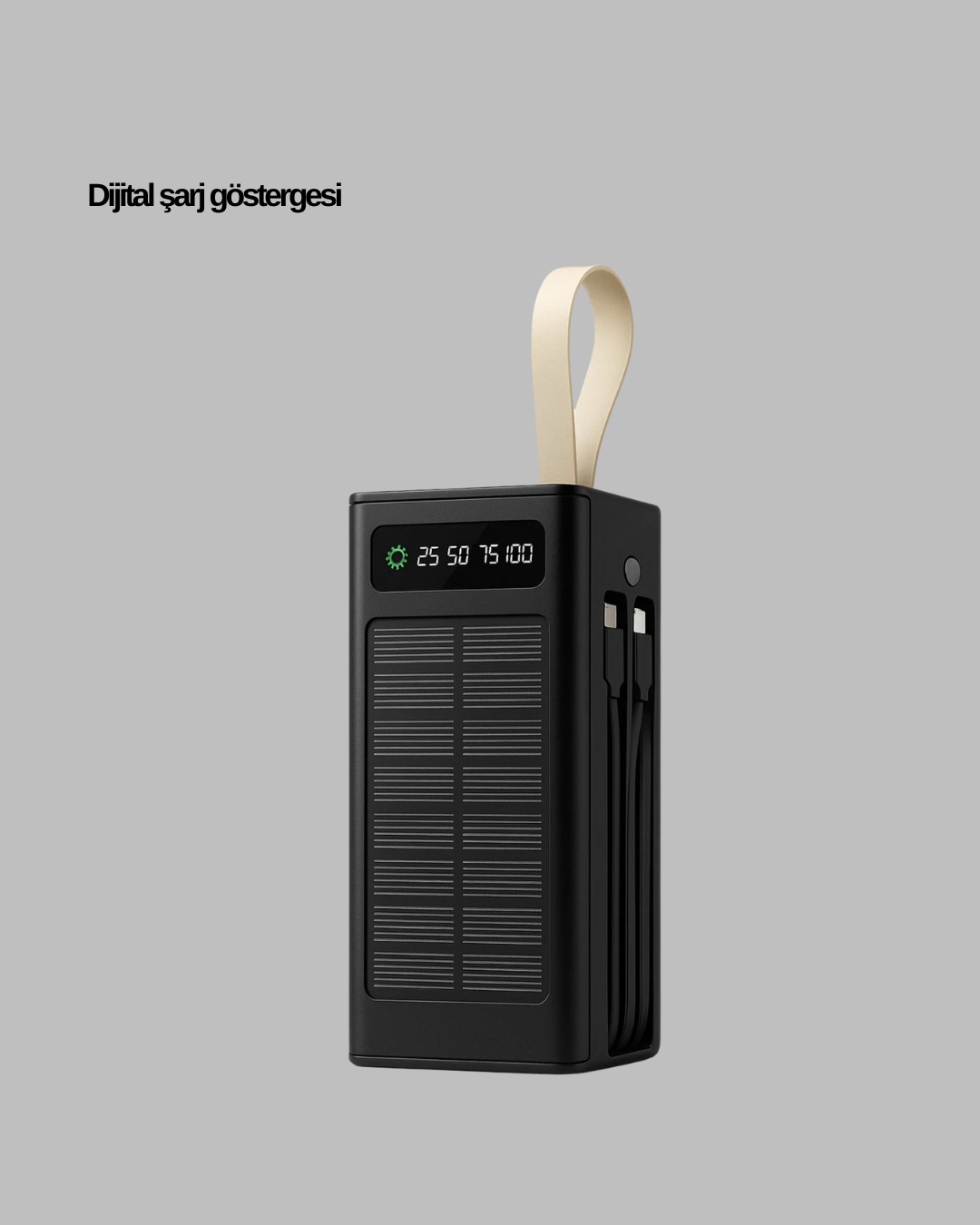 Güneş Enerjili Powerbank Dijital Göstergeli Taşınabilir Güç Kaynağı