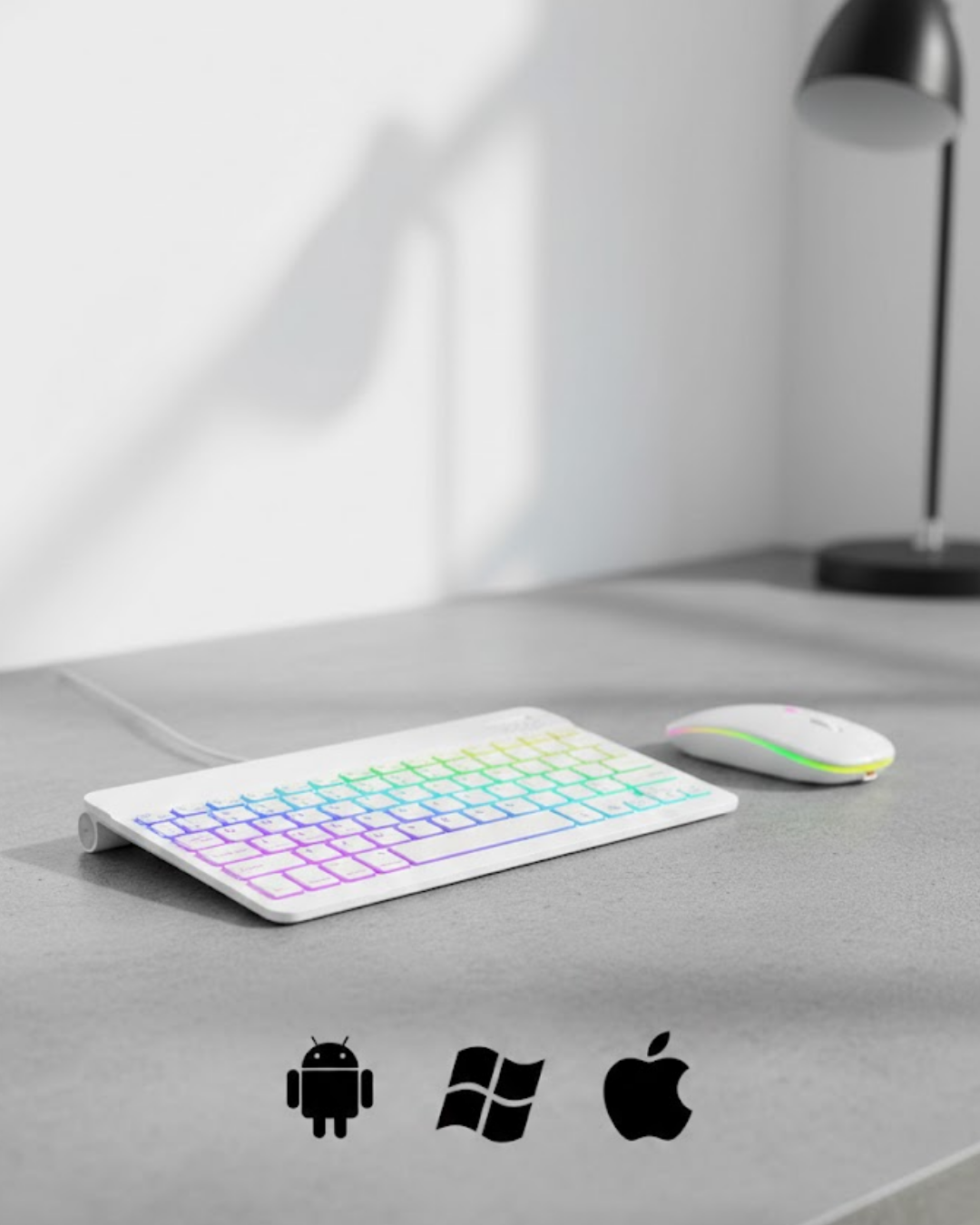 Türkçe Q Aydınlatmalı Klavye Mouse Seti Kablosuz Blueto...