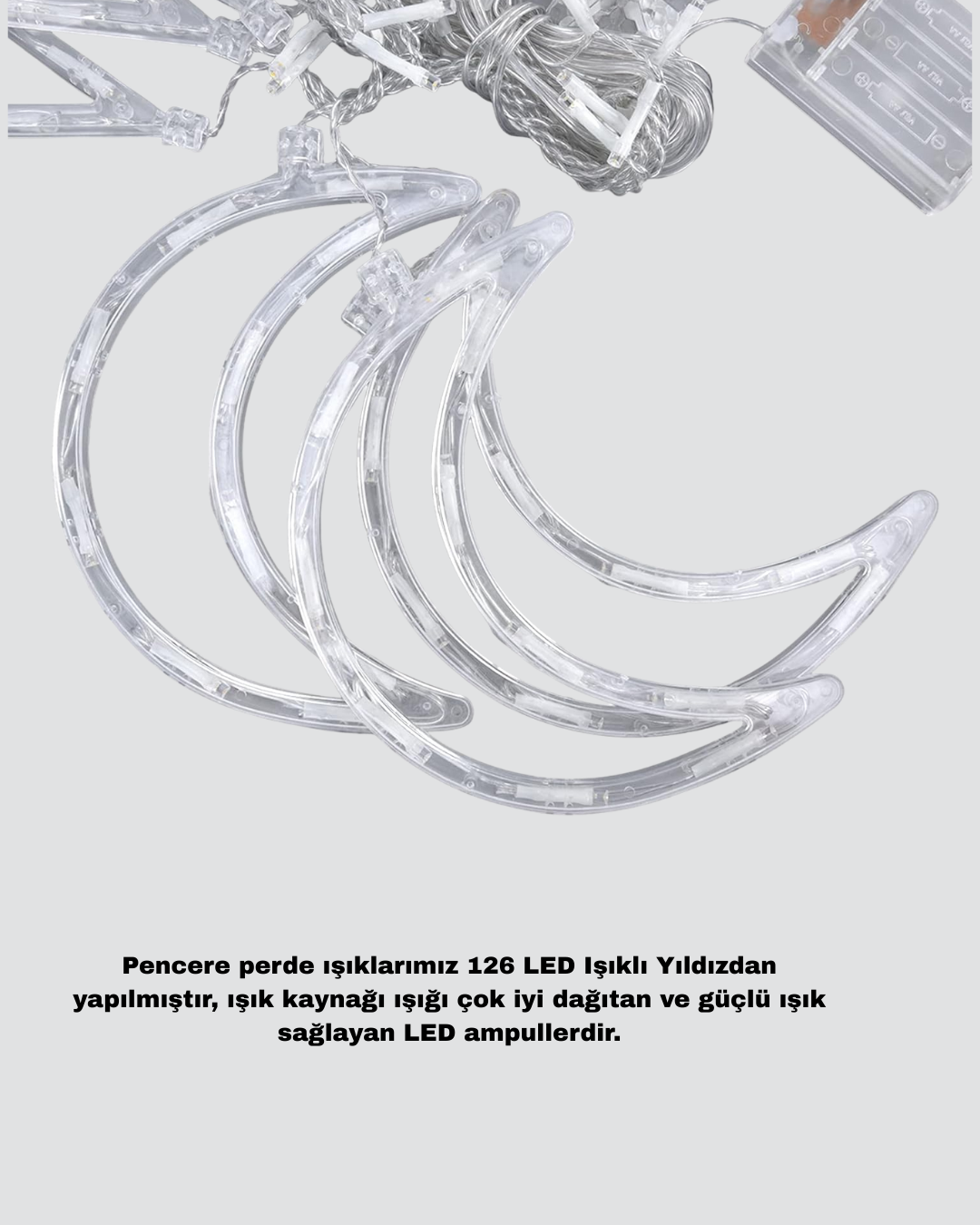 Prizli Yıldız Ay Perde LED Işık Ev ve Organizasyon Dekoru