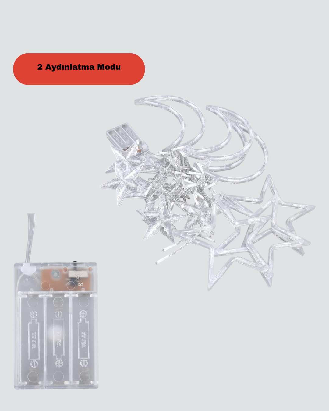 Prizli Yıldız Ay Perde LED Işık Ev ve Organizasyon Dekoru