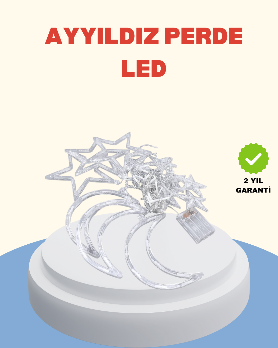 Yıldız Ay Tasarımlı Prizli Perde LED Işık İç Mekan Deko...