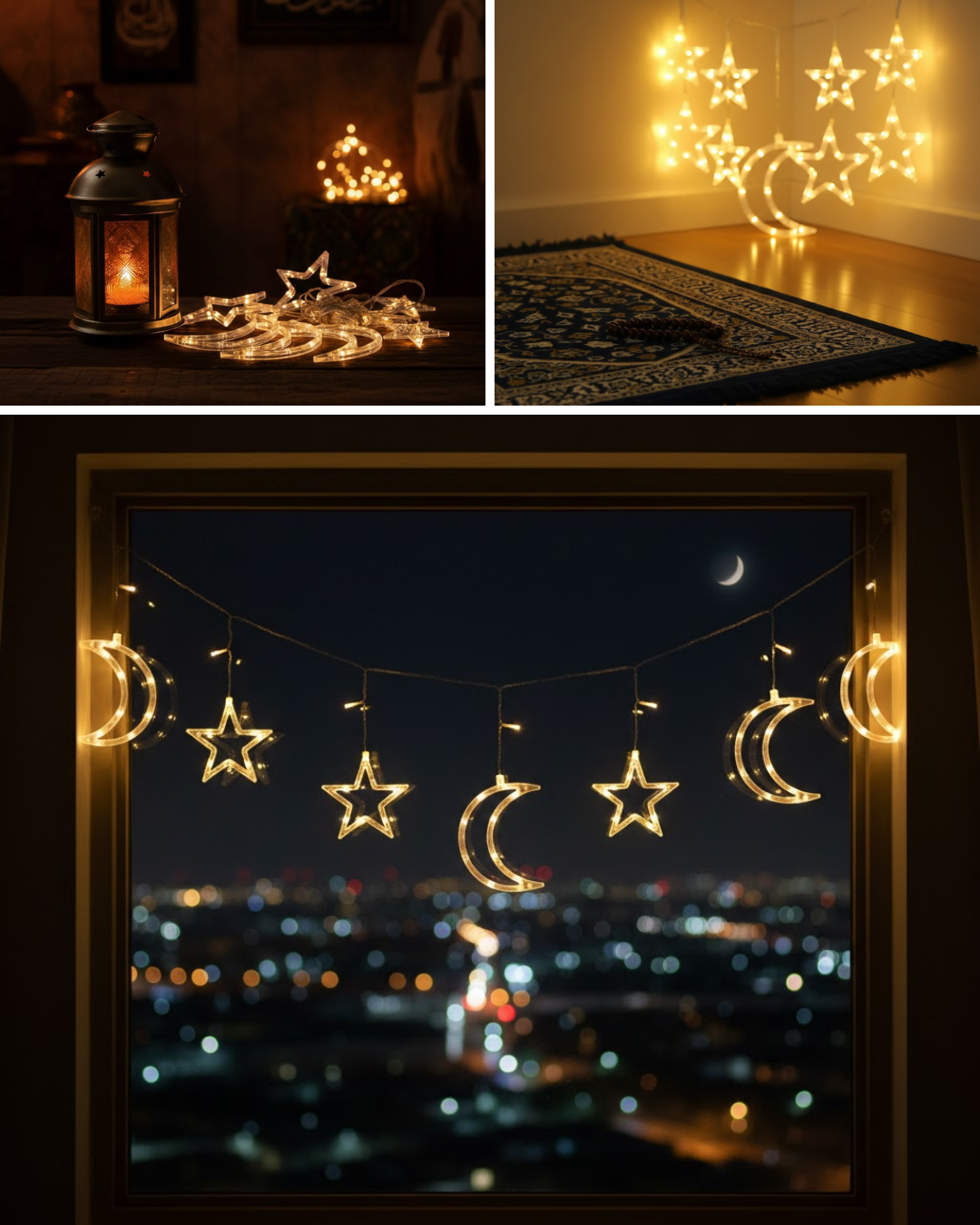 Dekoratif Ay Yıldız Perde LED Işık Ortam Aydınlatma