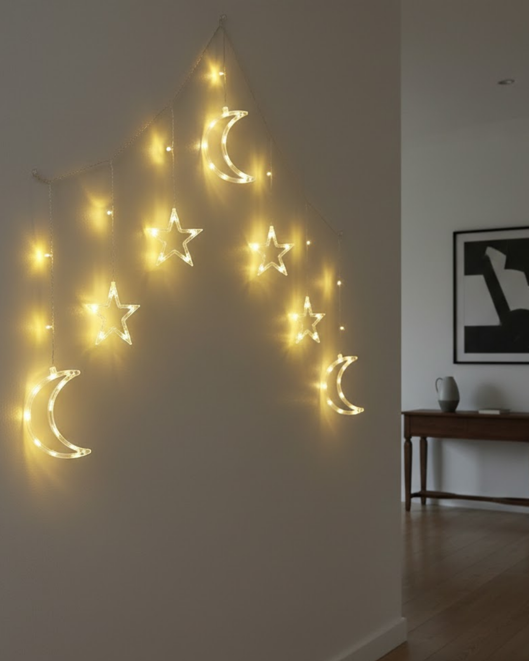 Ramazan Süslemesi İçin Ay Yıldız LED Işık Perde Lambası