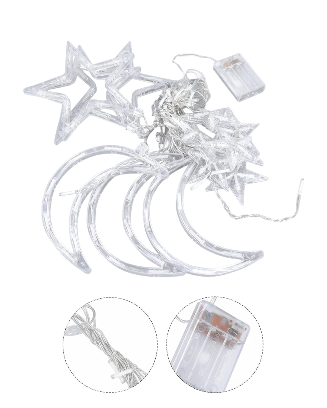 Pilli Ay Yıldız LED Perde Işık Ev ve Organizasyon Dekoru