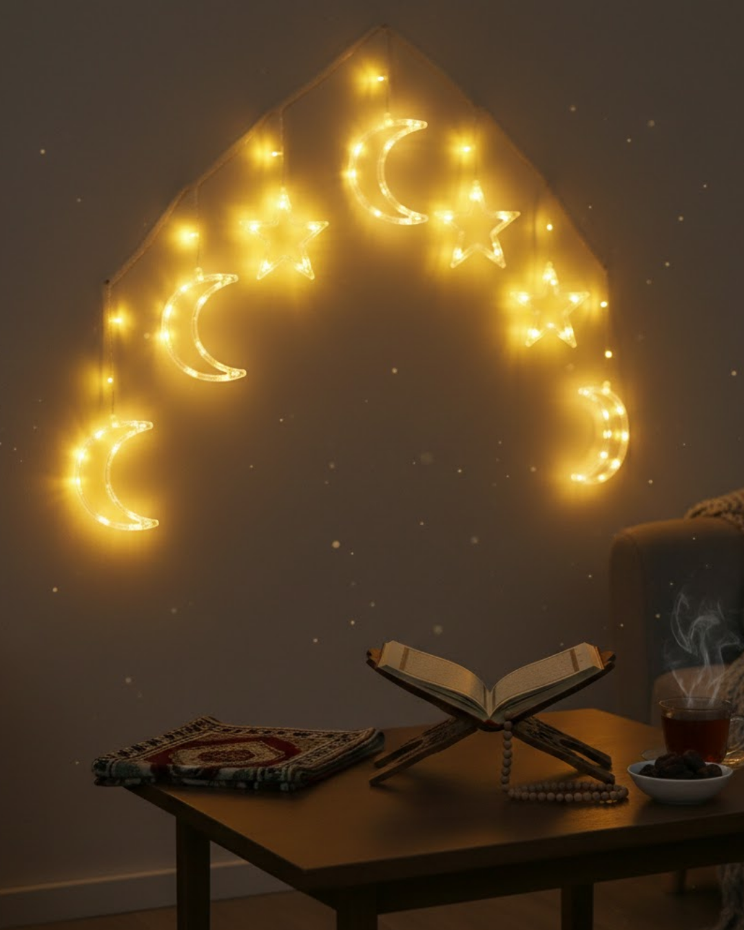 Pilli Ay Yıldız LED Perde Işık Ev ve Organizasyon Dekor...