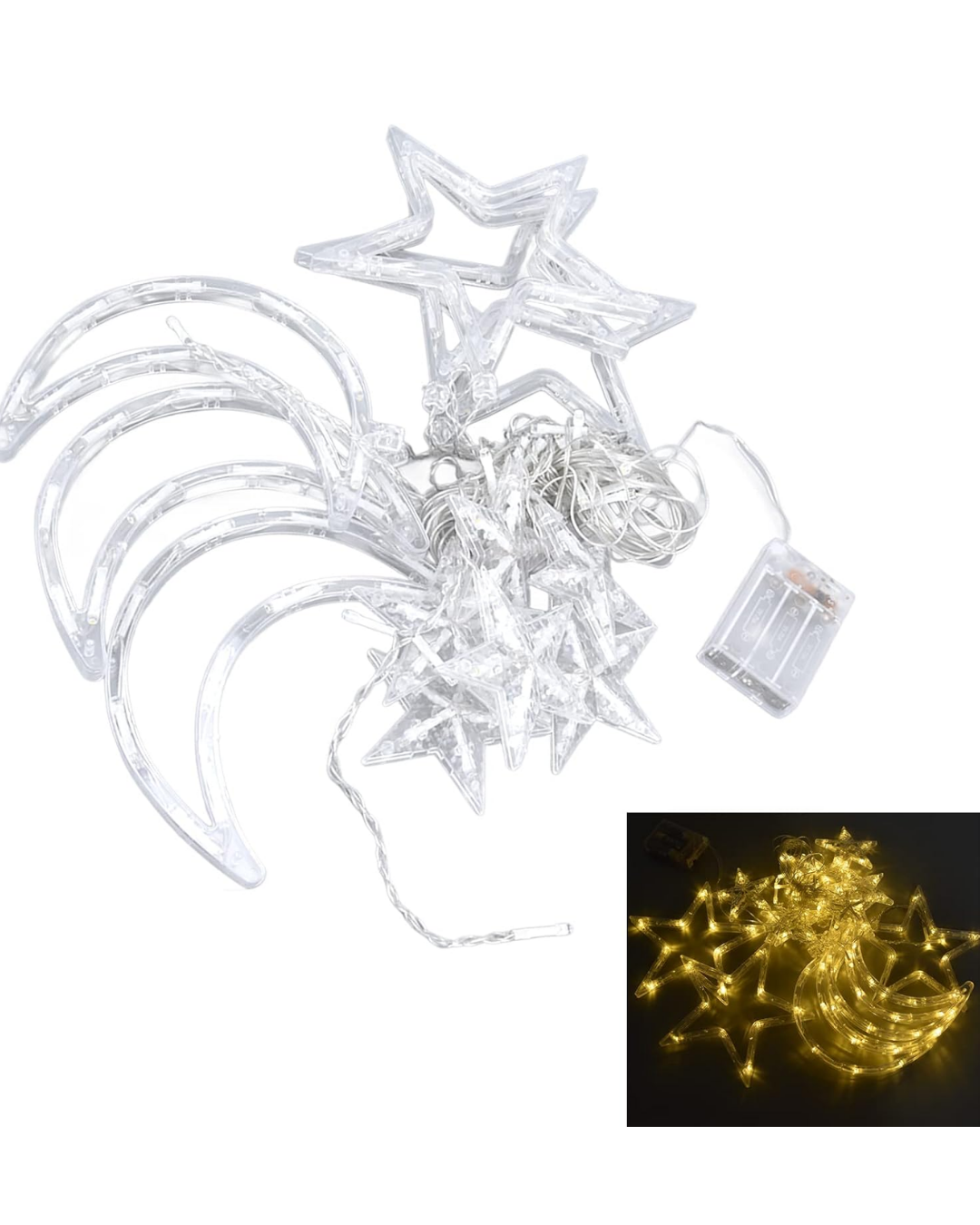 Pilli Ay Yıldız LED Perde Işık Ev ve Organizasyon Dekoru