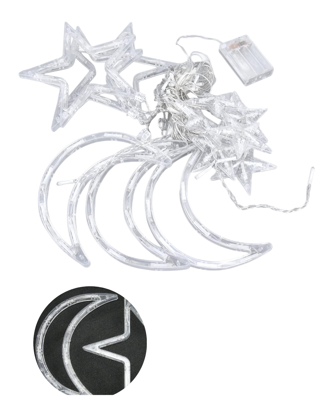 Pilli Ay Yıldız LED Perde Işık Ev ve Organizasyon Dekoru