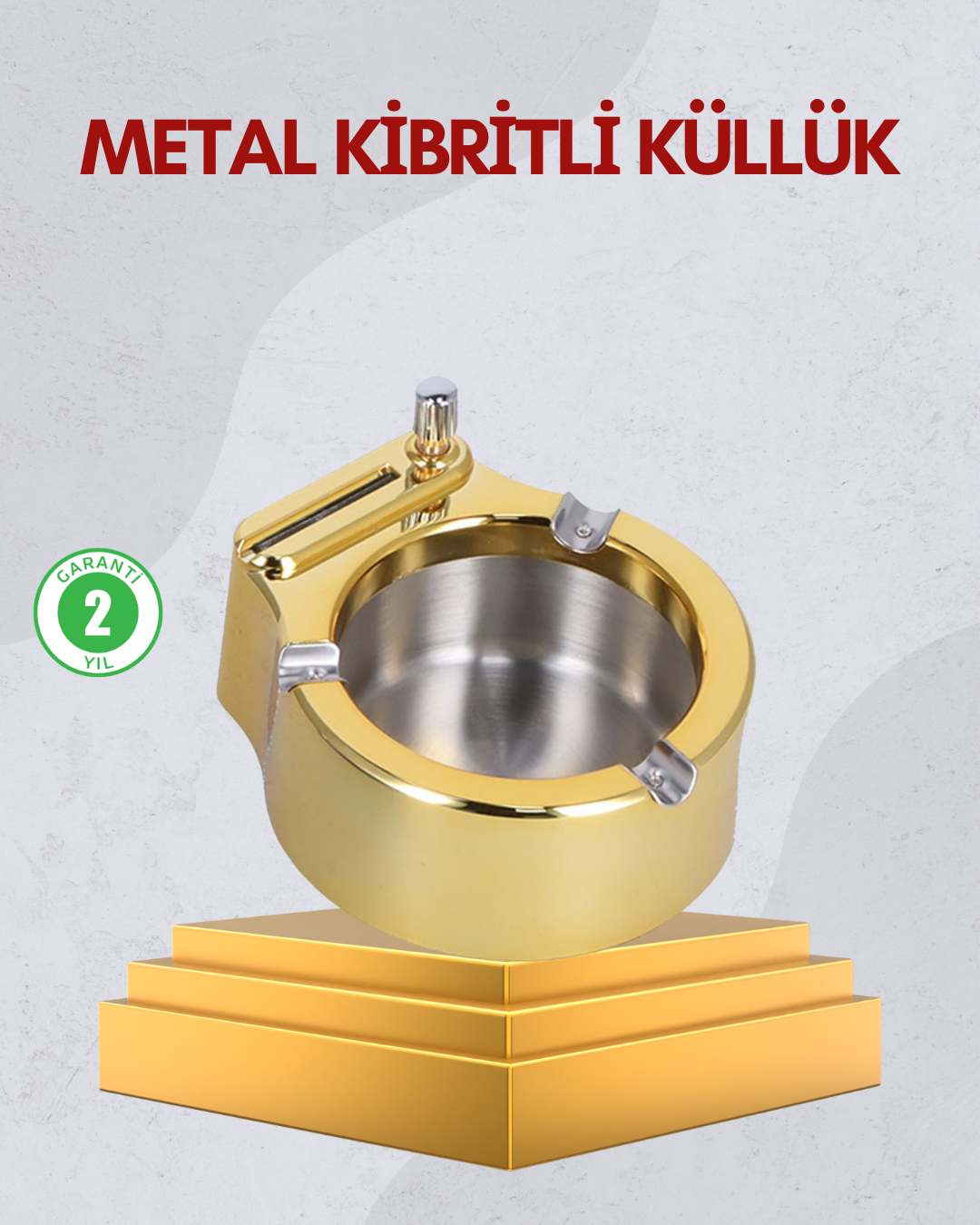 Paslanmaz Çelik Küllük Çakmaklı Masa Üstü Kullanım