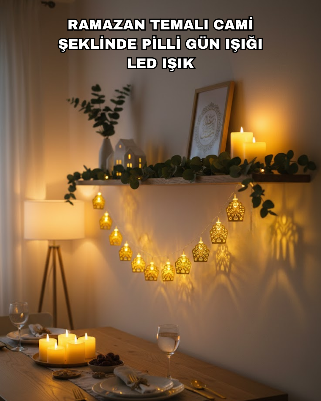 Ramazan Bayram Süslemesi İçin LED Işık Cami Figürlü Dek...