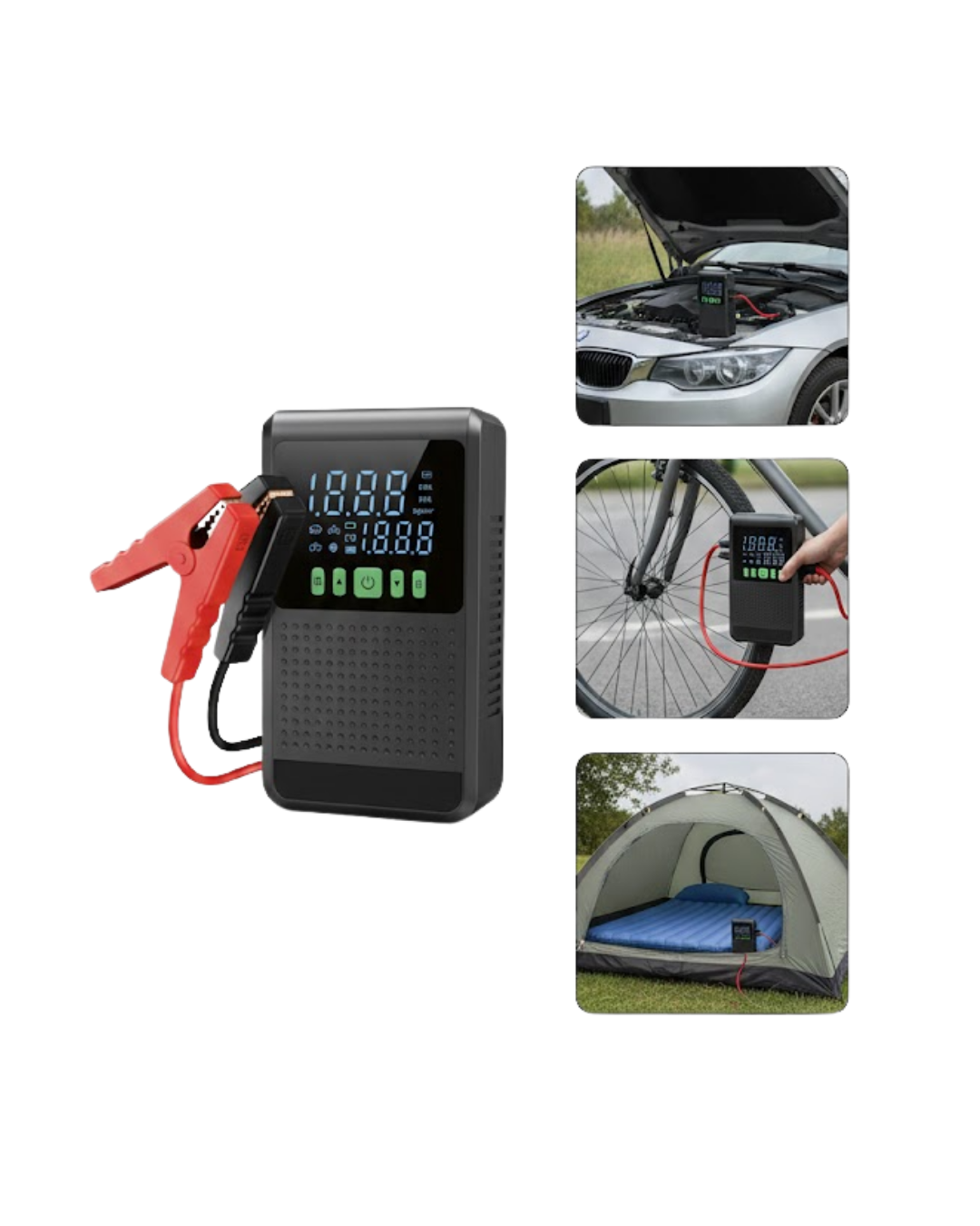 4’ü 1 Arada Jump Starter Hava Kompresörü Powerbank ve LED Fener