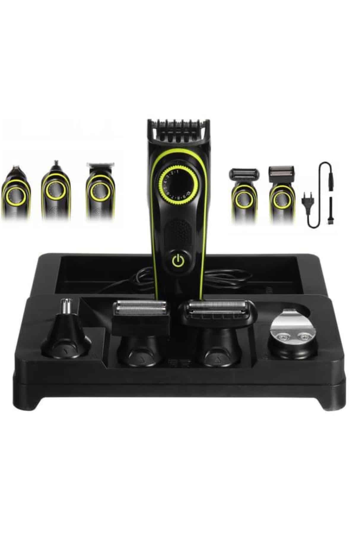 5 Başlıklı Şarjlı Tıraş Makinesi Led Ekran Saç Sakal Ense Tıraşına Uygun Bakım Seti