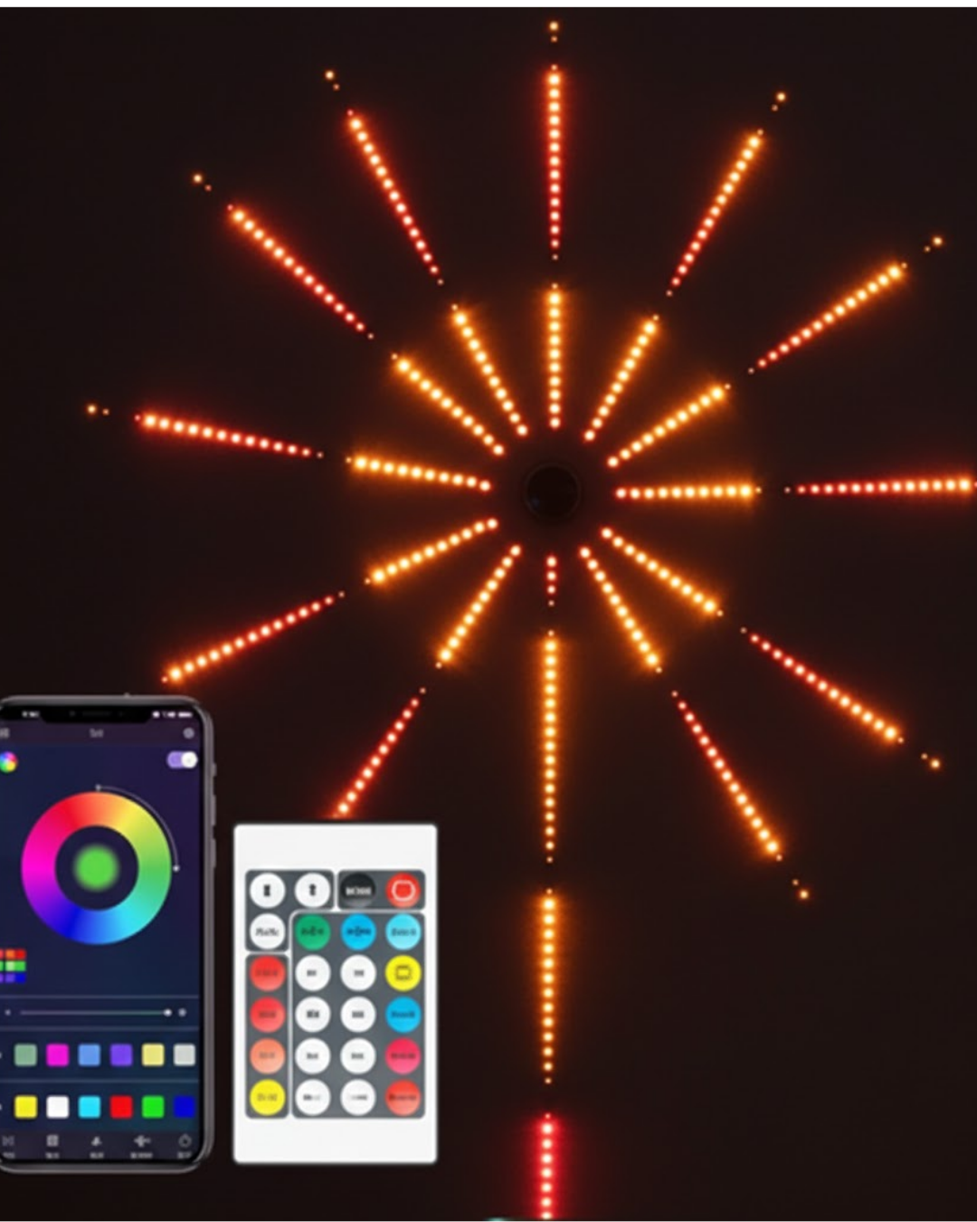 Uygulama Destekli RGB LED Havai Fişek Duvar Aydınlatmas...