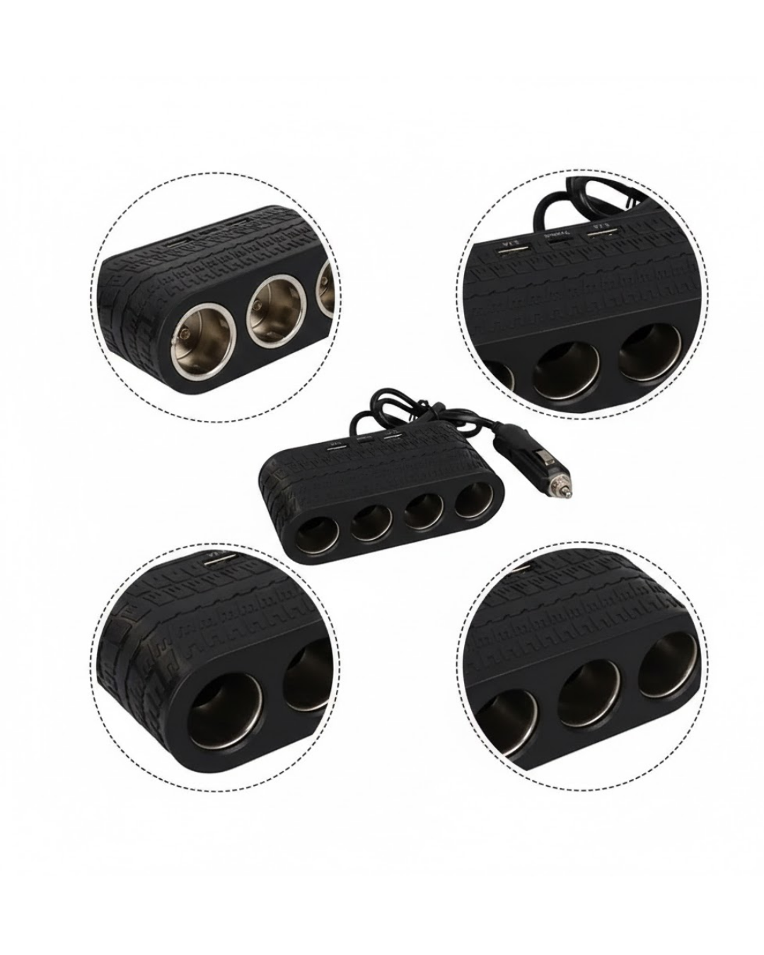 Araç Çakmak Çoklayıcı 4 Çıkışlı 2 USB ve Type C Girişli Çok Fonksiyonlu Şarj Ünitesi