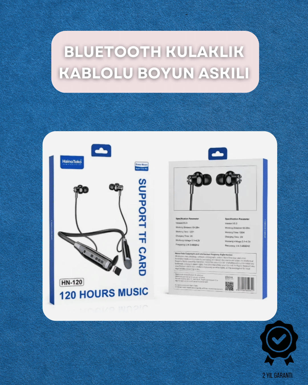 Bluetooth 5.0 Kablosuz Kulaklık – Uzun Pil Ömrü ve Ergo...